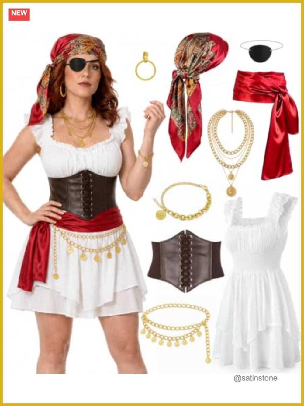 Pirate Costume for Women Halloween Dress Cosplay Dress with Accessories